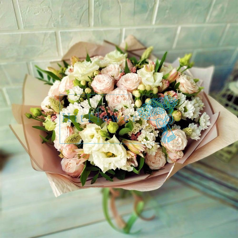 Букет цветов Ароматный шик Букет цветов из: Розы, Альстромерии, Лизиантусы и Хризантемы